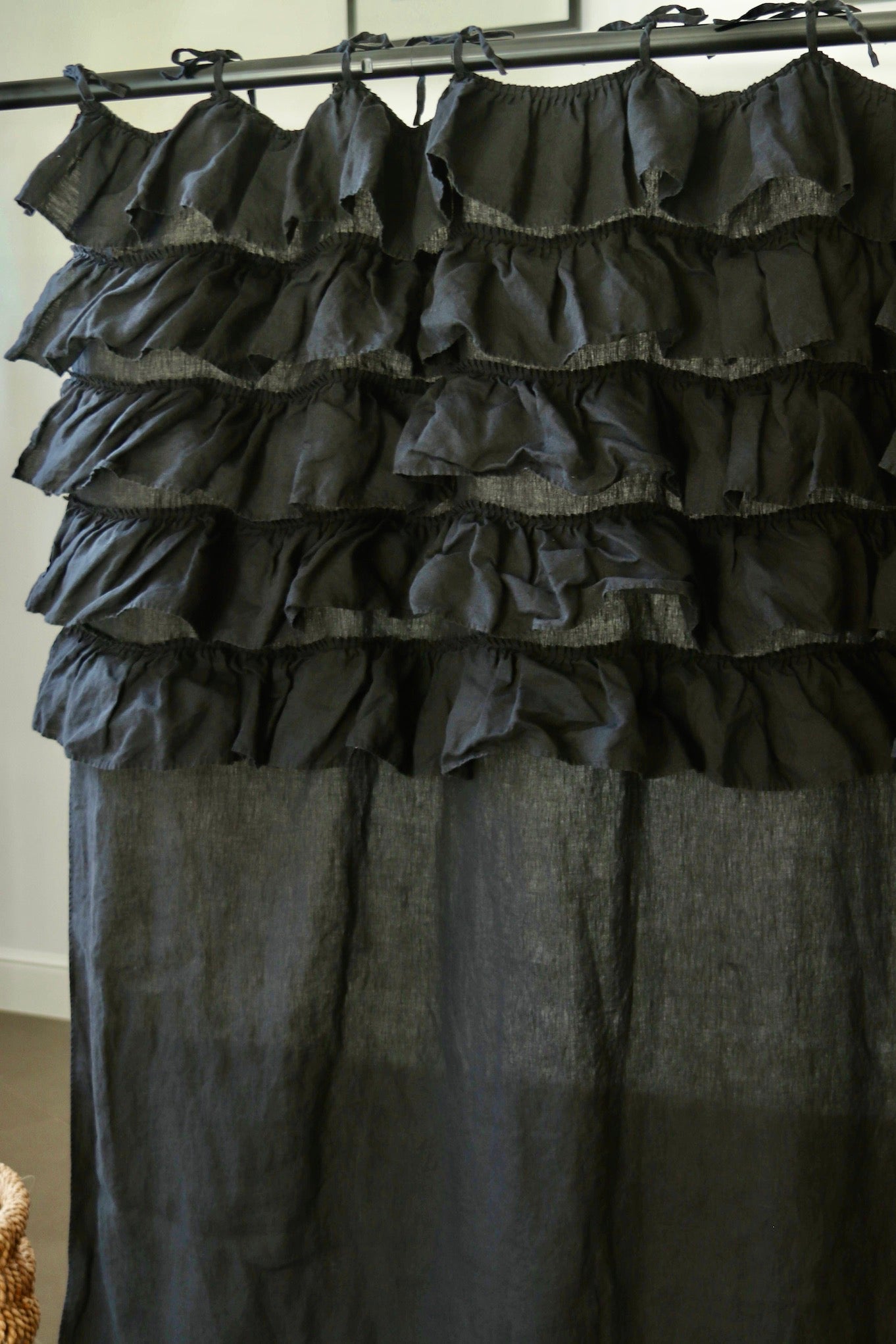 HEAVEN curtain panel black - MOO Linen Shop