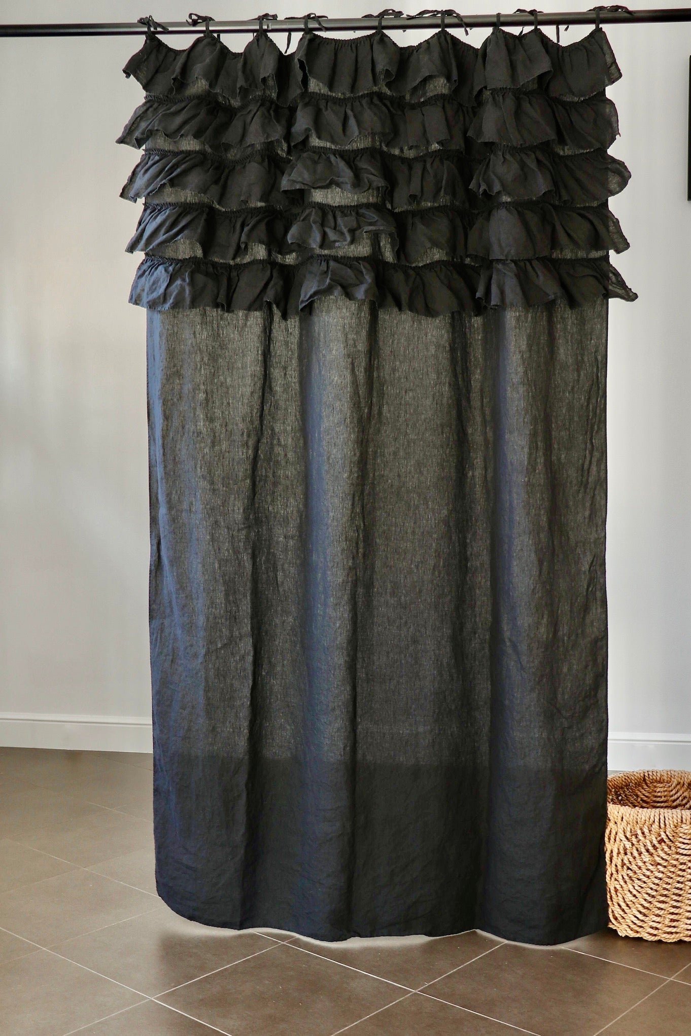 HEAVEN curtain panel black - MOO Linen Shop