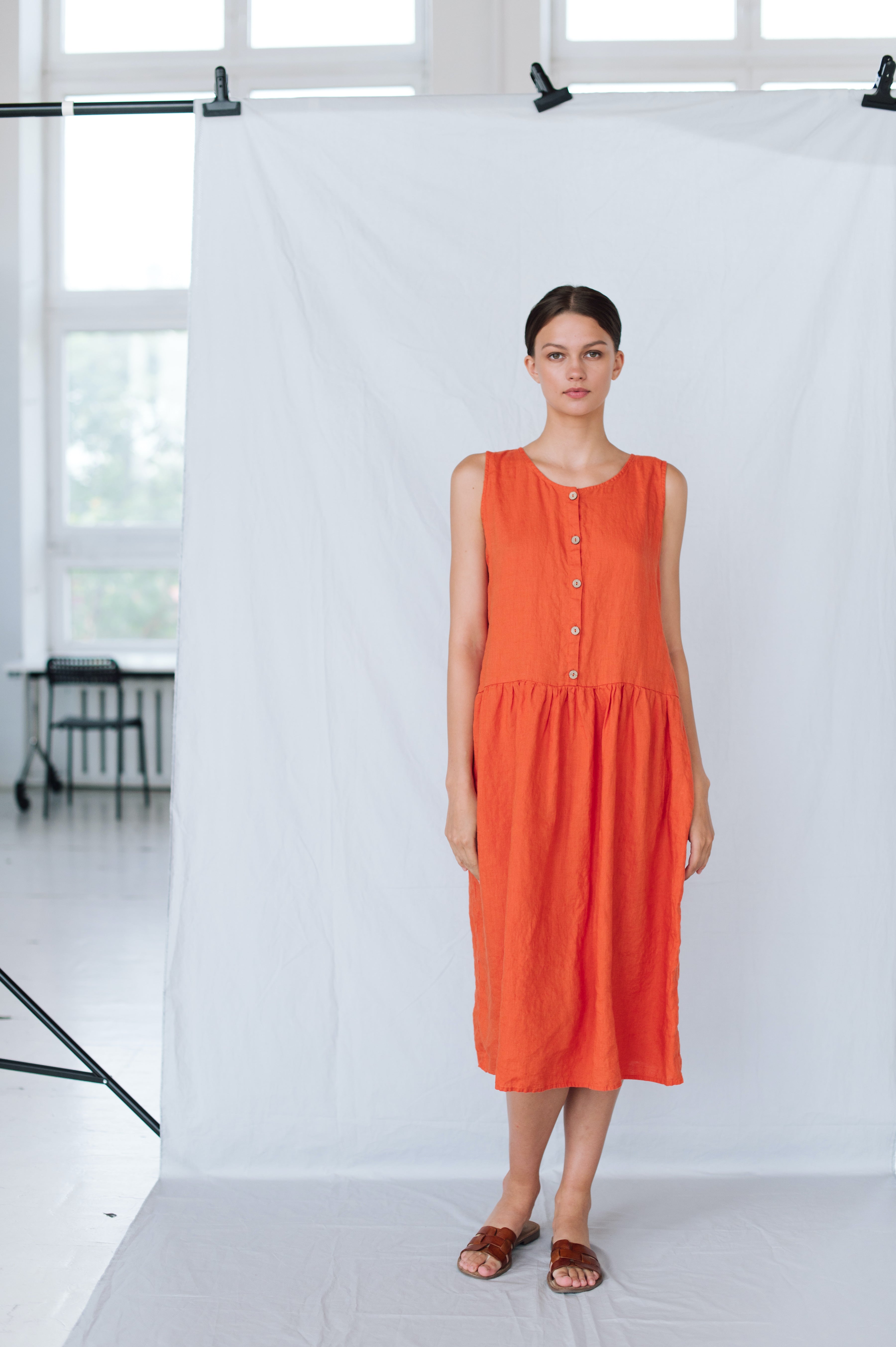 HOT linen tunic dress cream - MOO Linen Shop