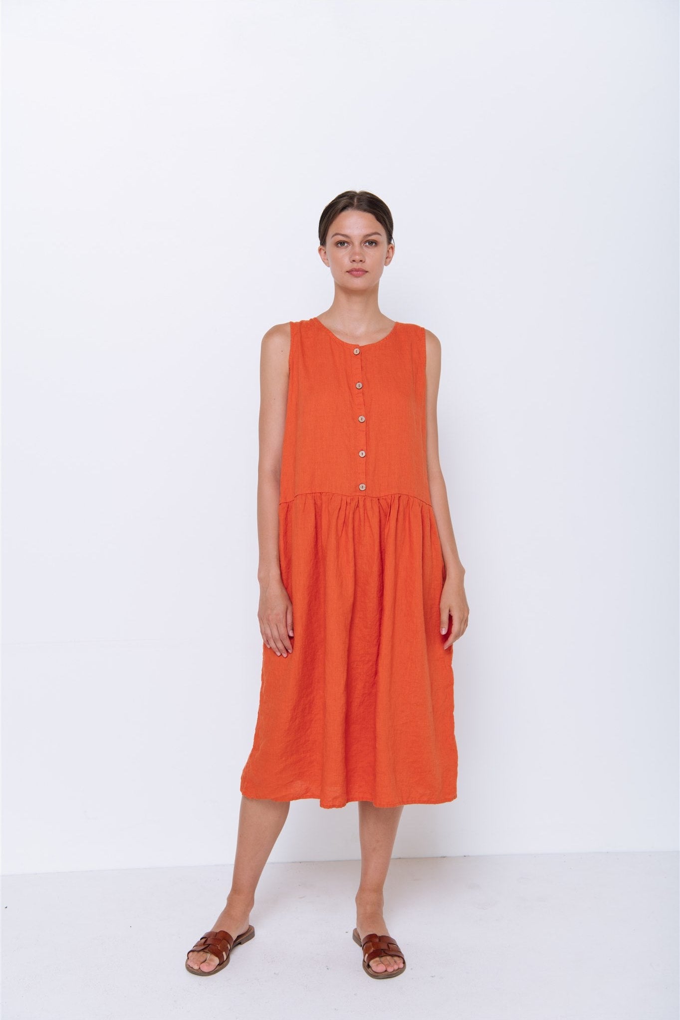 HOT linen tunic dress cream - MOO Linen Shop