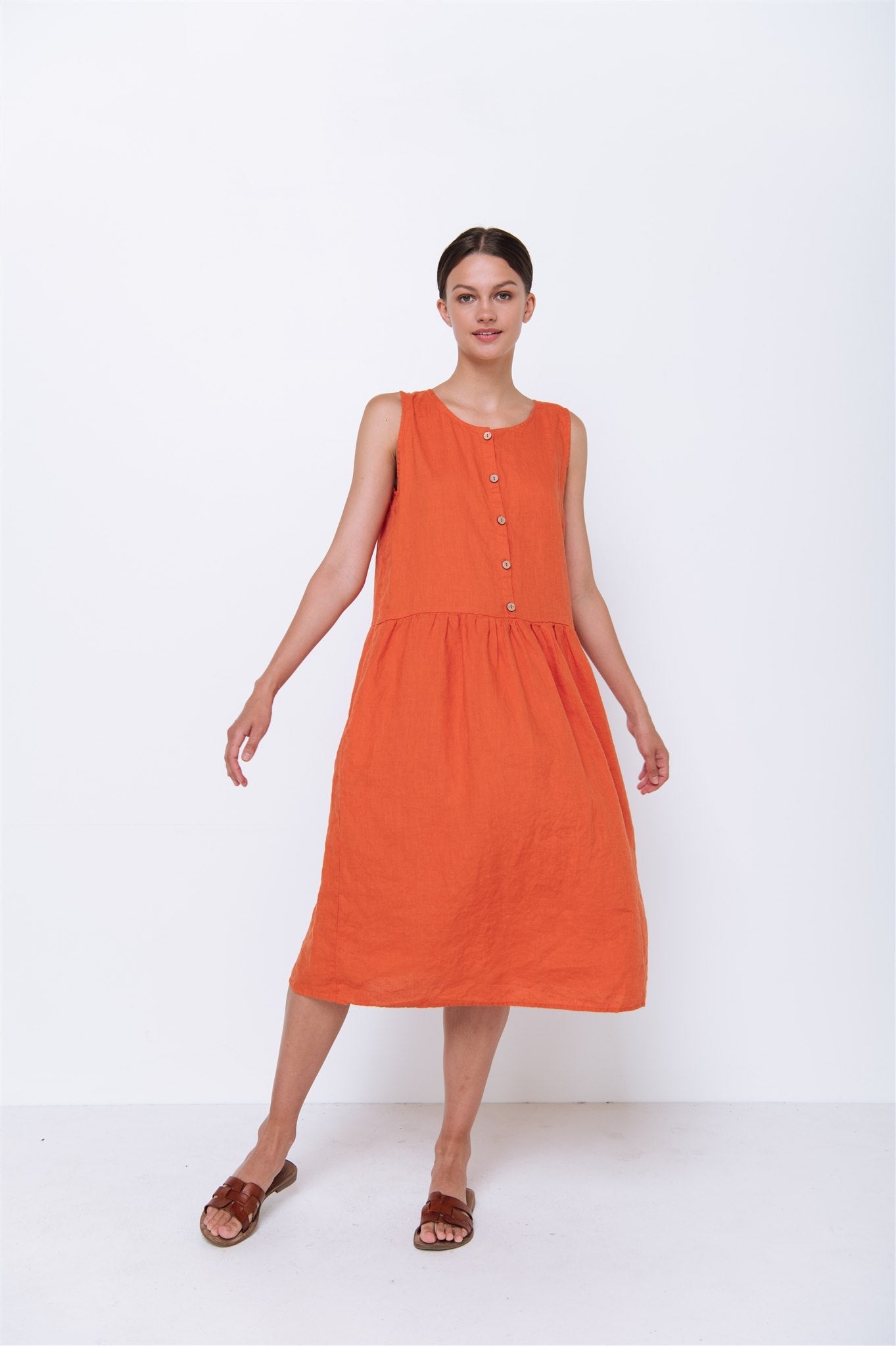 HOT linen tunic dress cream - MOO Linen Shop