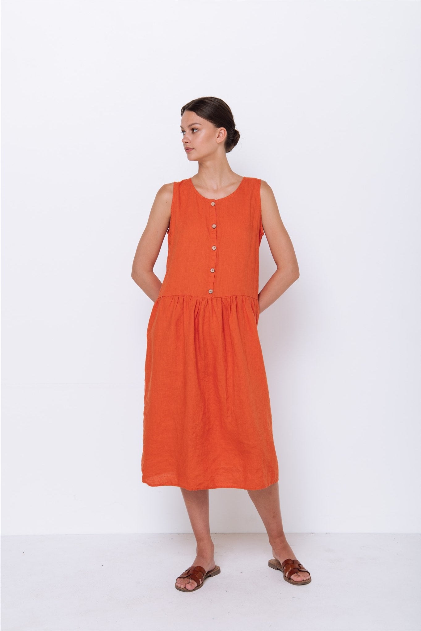 HOT linen tunic dress cream - MOO Linen Shop