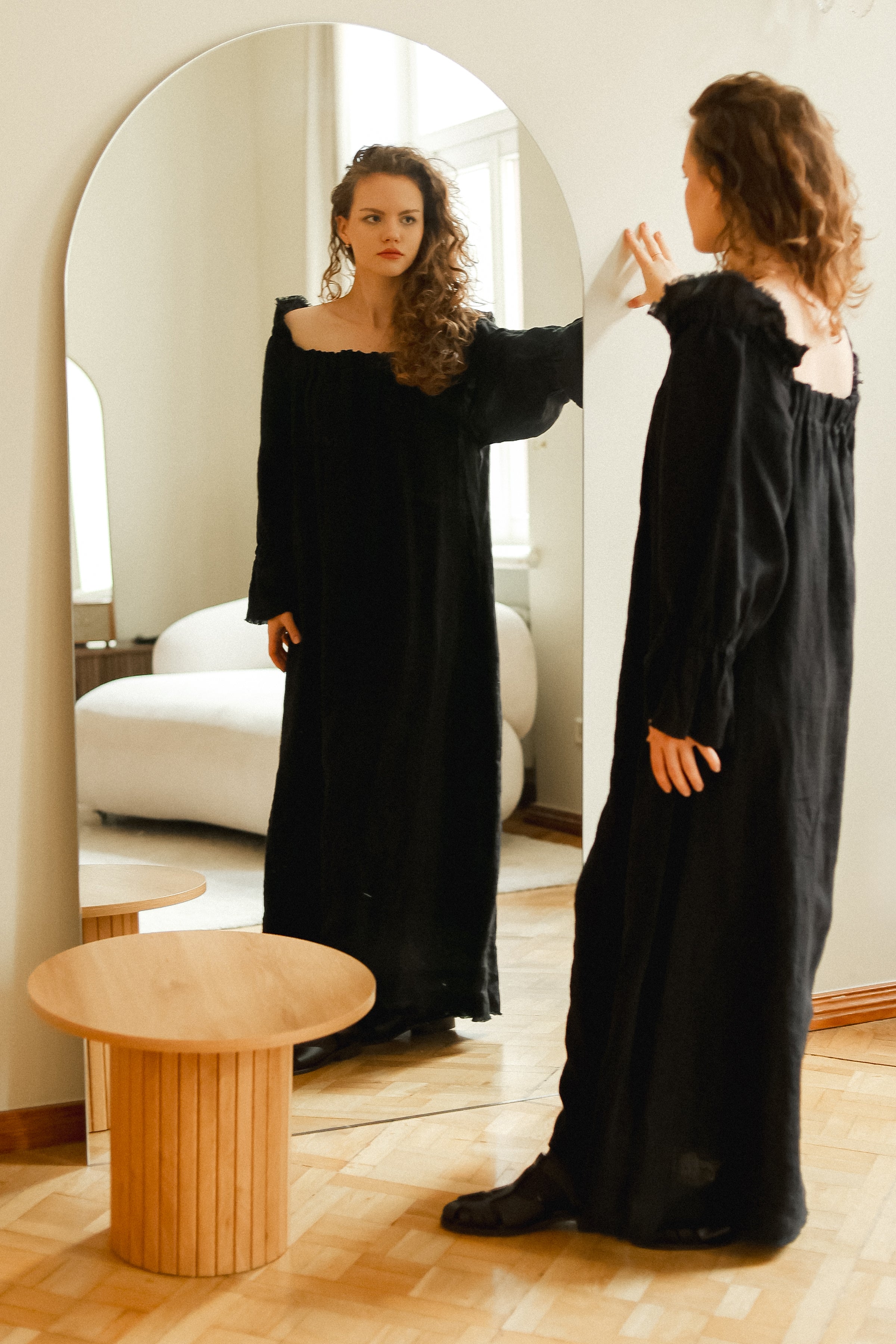 JACKY linen dress royal blue - MOO Linen Shop