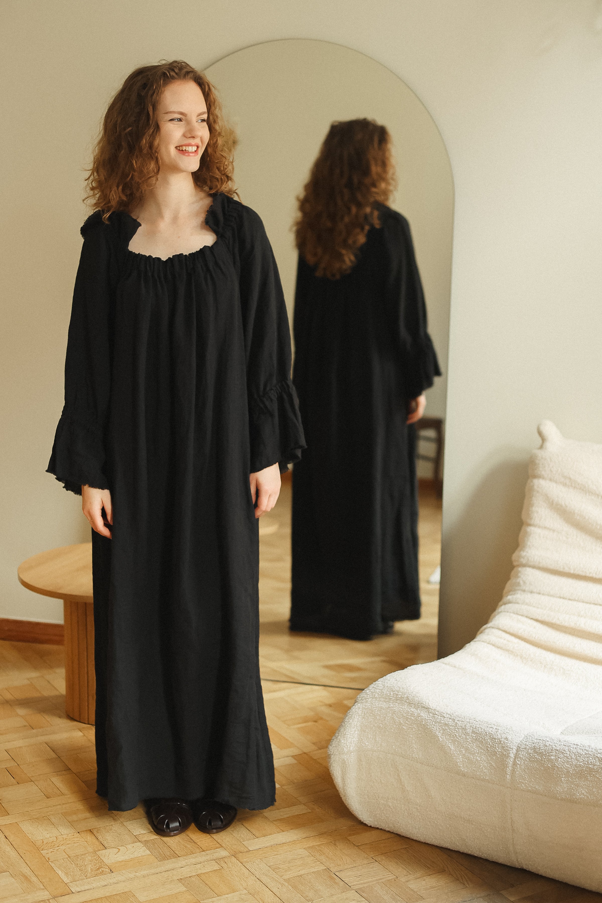 JACKY linen dress royal blue - MOO Linen Shop