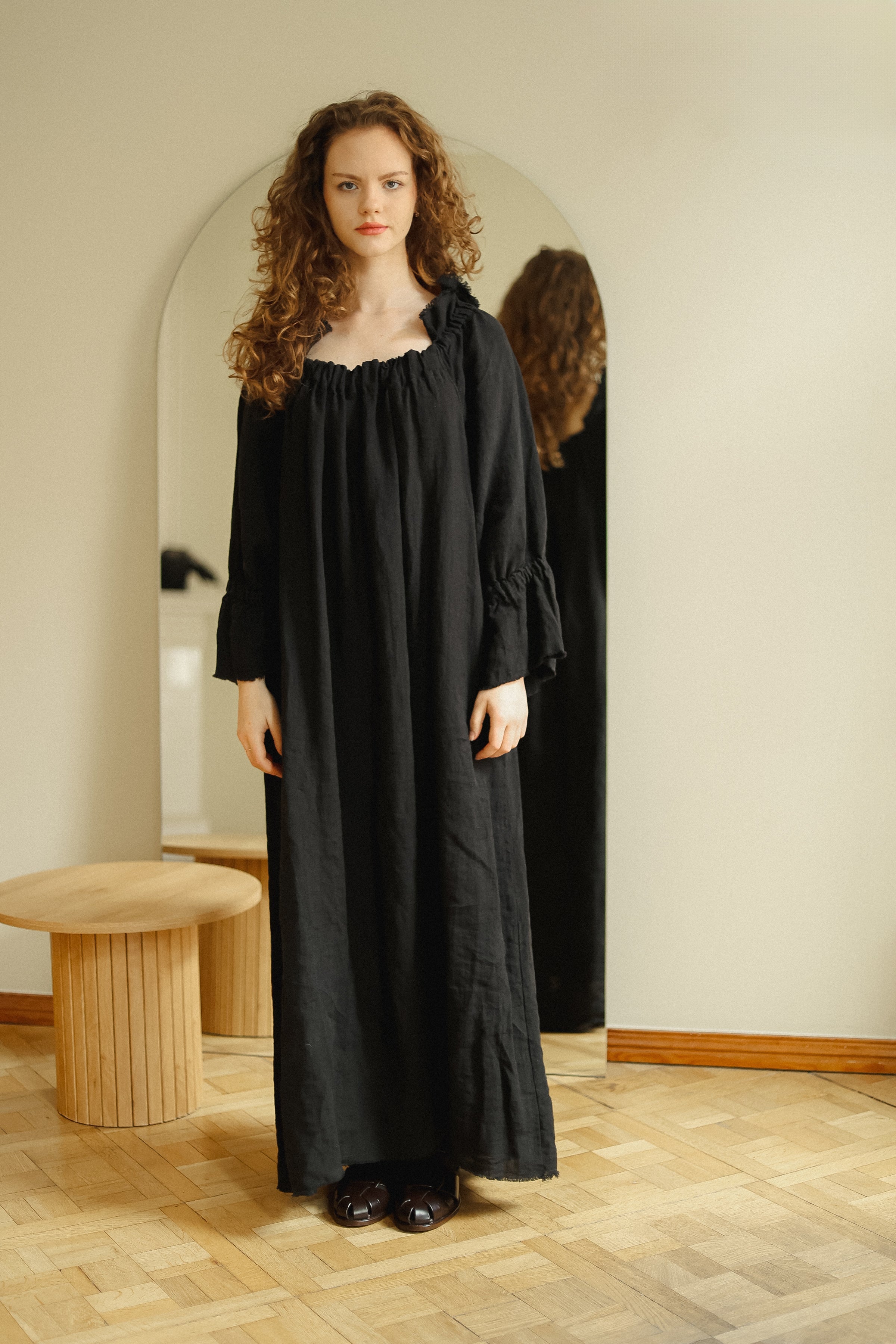 JACKY linen dress royal blue - MOO Linen Shop