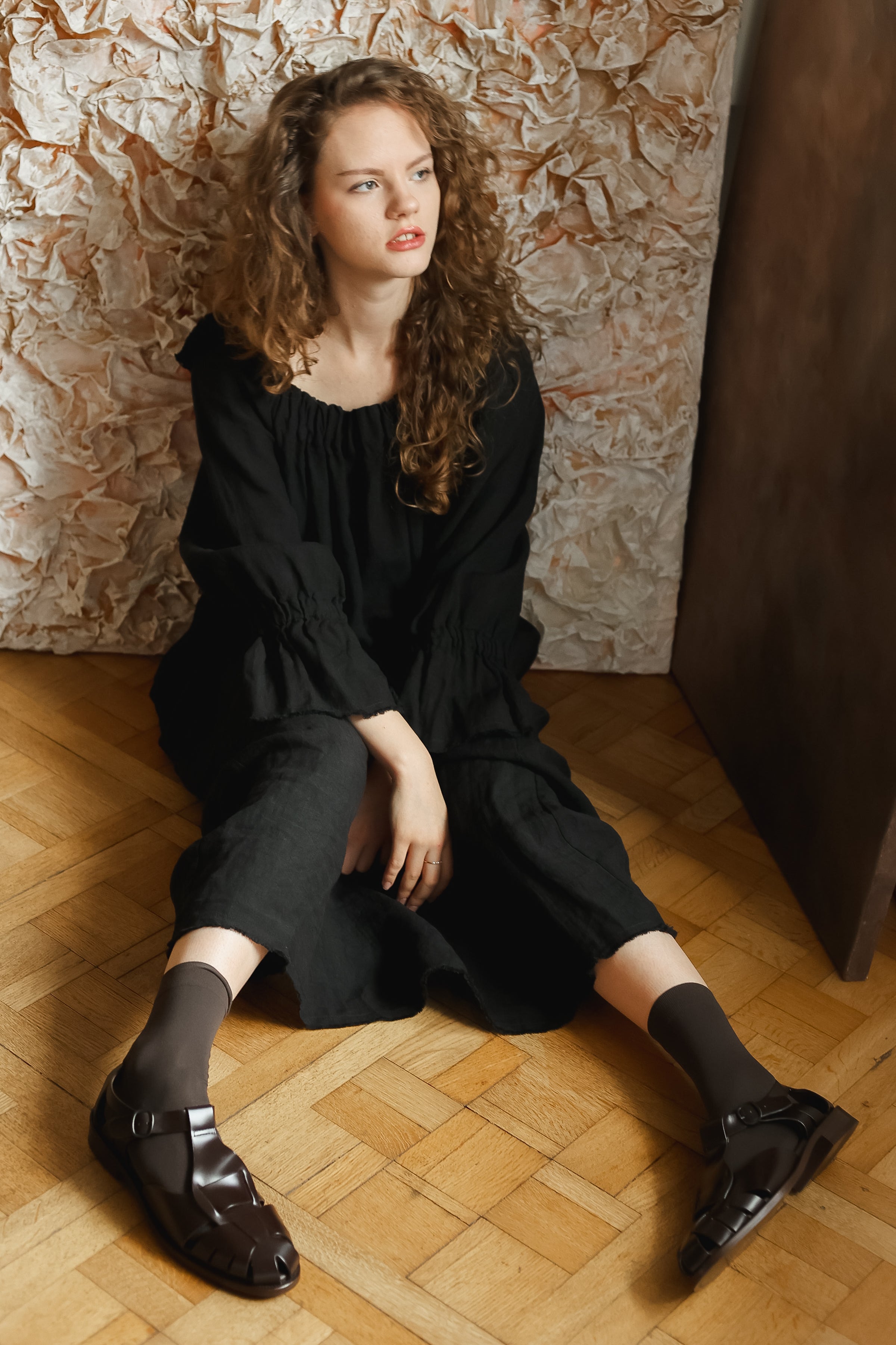 JACKY linen dress royal blue - MOO Linen Shop