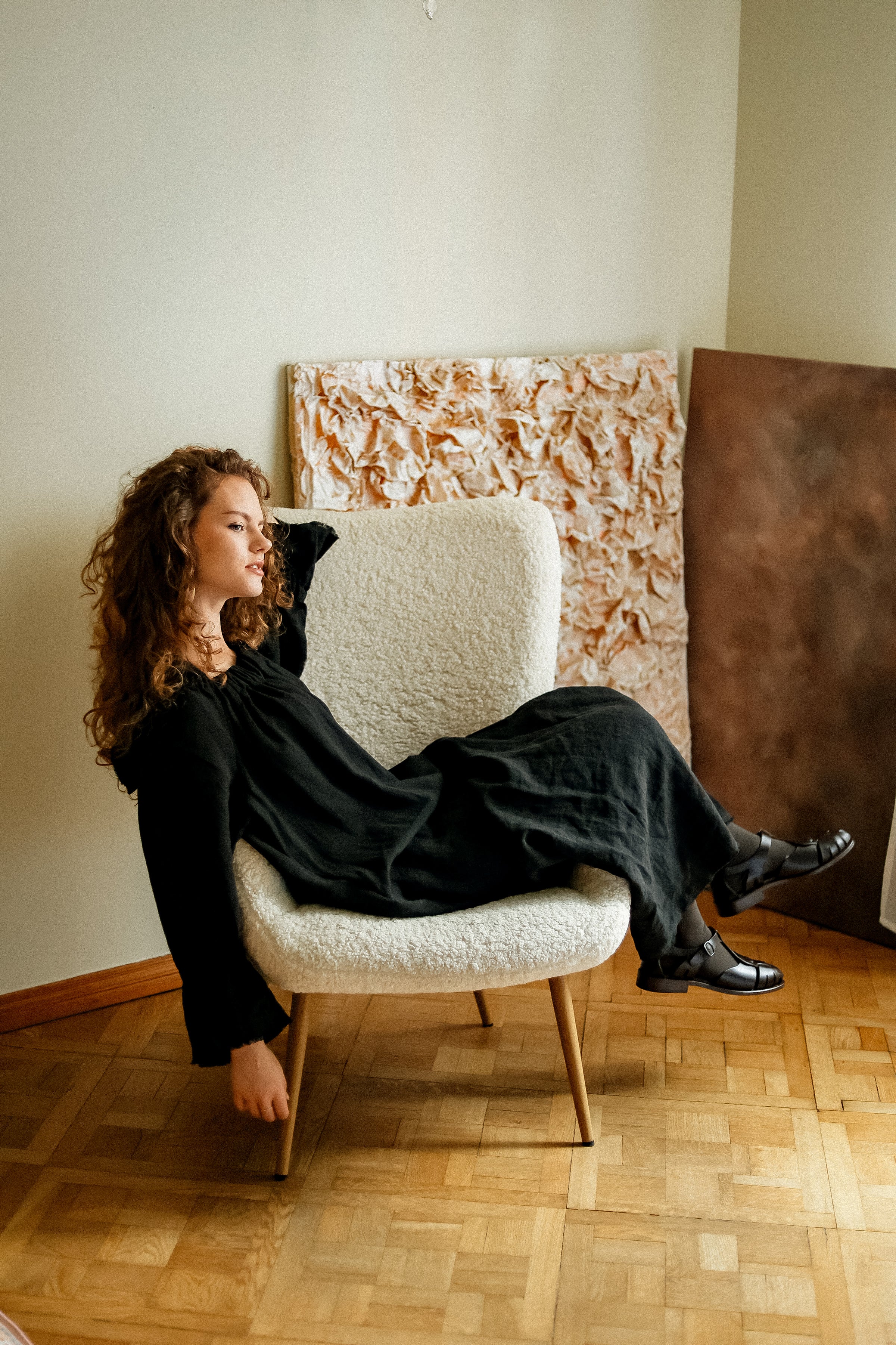 JACKY linen dress royal blue - MOO Linen Shop