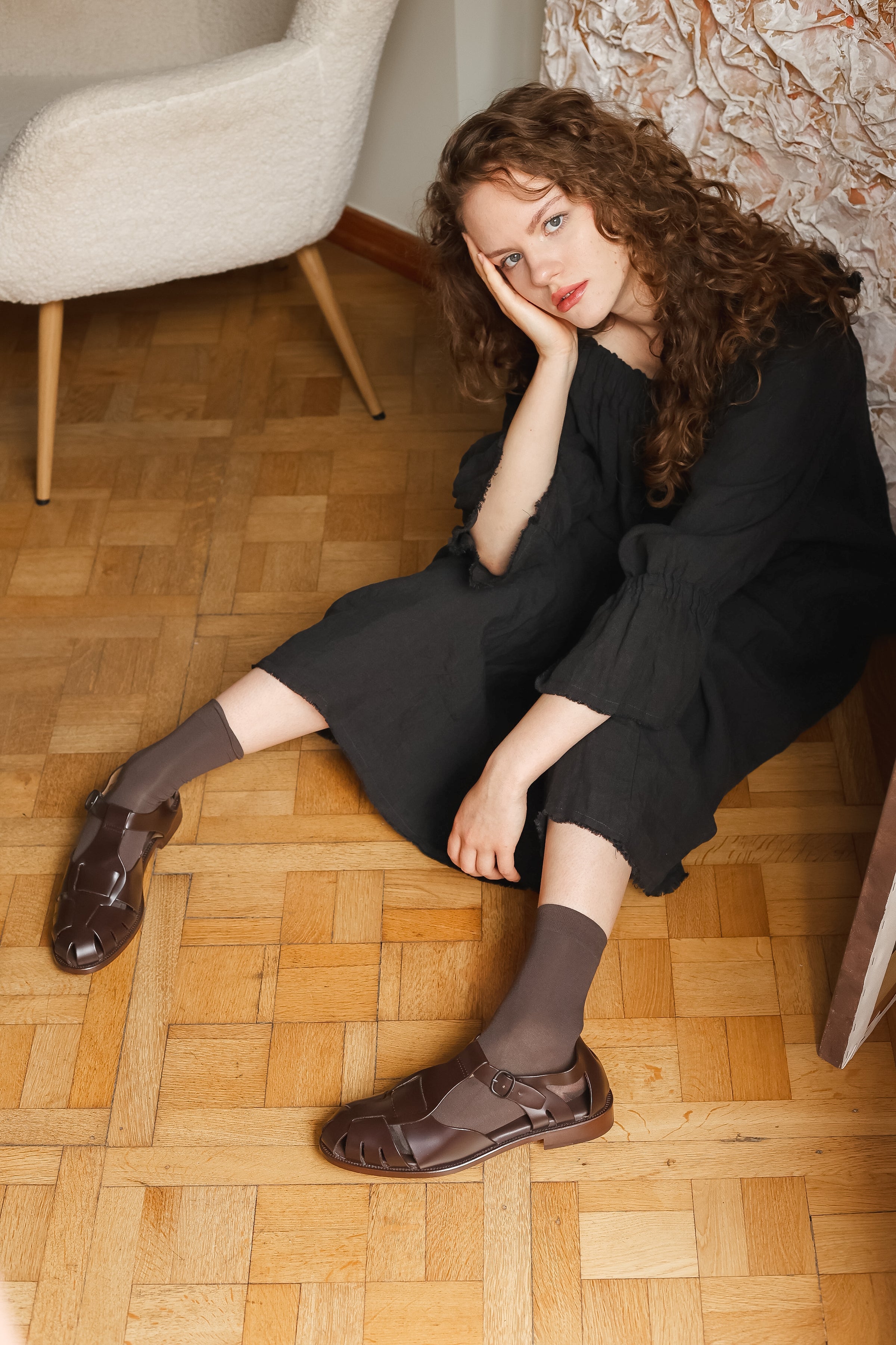 JACKY linen dress royal blue - MOO Linen Shop