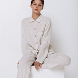 JANE linen pajama green olive - MOO Linen Shop