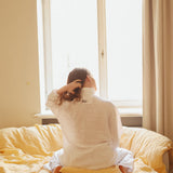 JANE linen pajama natural gingham - MOO Linen Shop