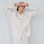 JANE linen pajama green olive - MOO Linen Shop