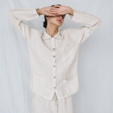 JANE linen pajama green olive - MOO Linen Shop