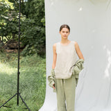 JANE linen pajama green olive - MOO Linen Shop