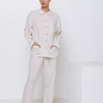 JANE linen pajama green olive - MOO Linen Shop