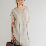 JESSICA linen dress cream - MOO Linen Shop