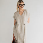 JESSICA linen dress cream - MOO Linen Shop