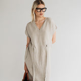 JESSICA linen dress cream - MOO Linen Shop