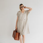 JESSICA linen dress cream - MOO Linen Shop