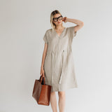 JESSICA linen dress cream - MOO Linen Shop