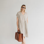 JESSICA linen dress cream - MOO Linen Shop