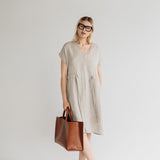 JESSICA linen dress cream - MOO Linen Shop