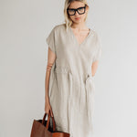 JESSICA linen dress cream - MOO Linen Shop