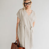 JESSICA linen dress cream - MOO Linen Shop
