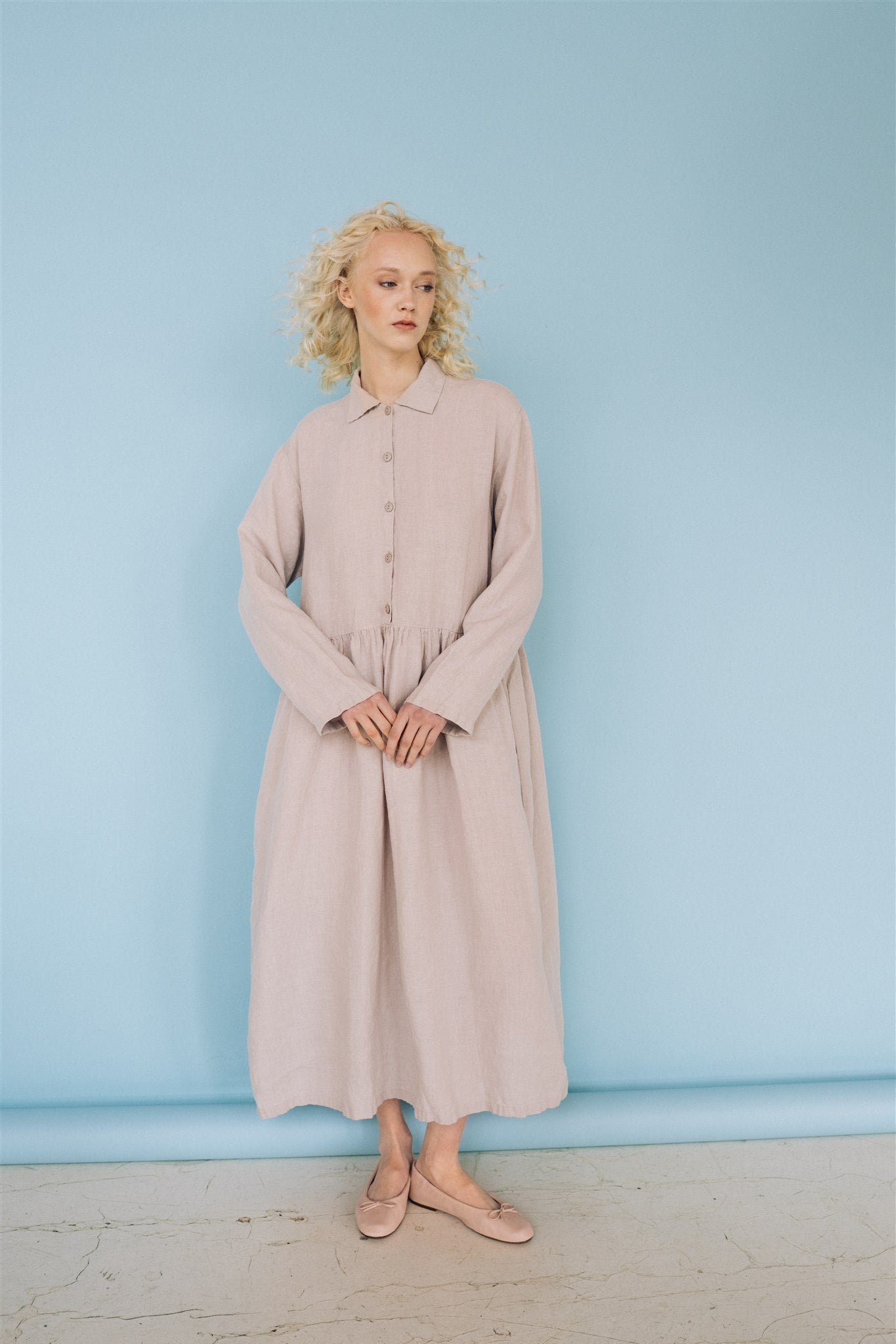 JULIA linen dress havanna - MOO Linen Shop