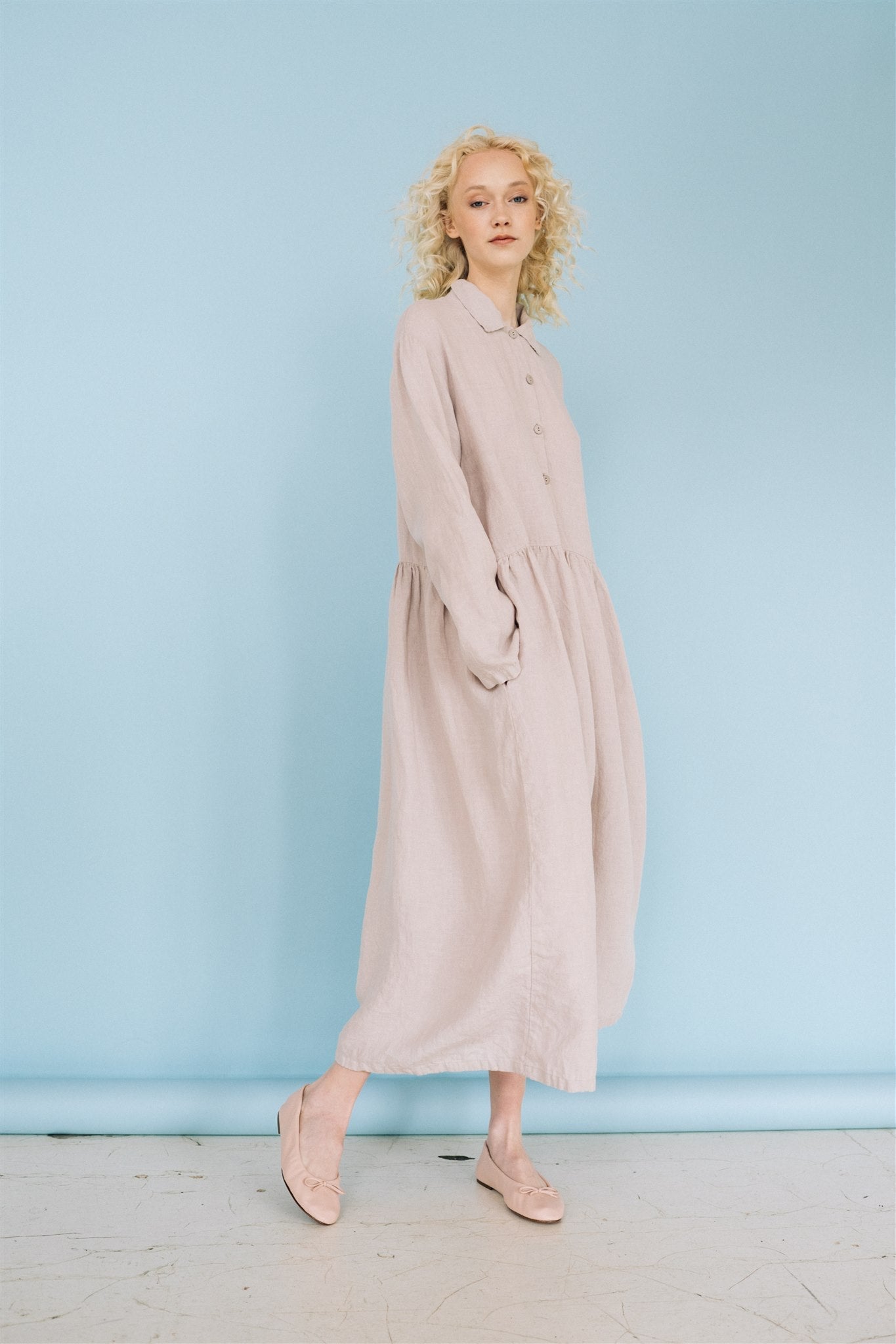 JULIA linen dress havanna - MOO Linen Shop