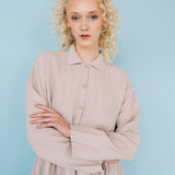 JULIA linen dress havanna - MOO Linen Shop