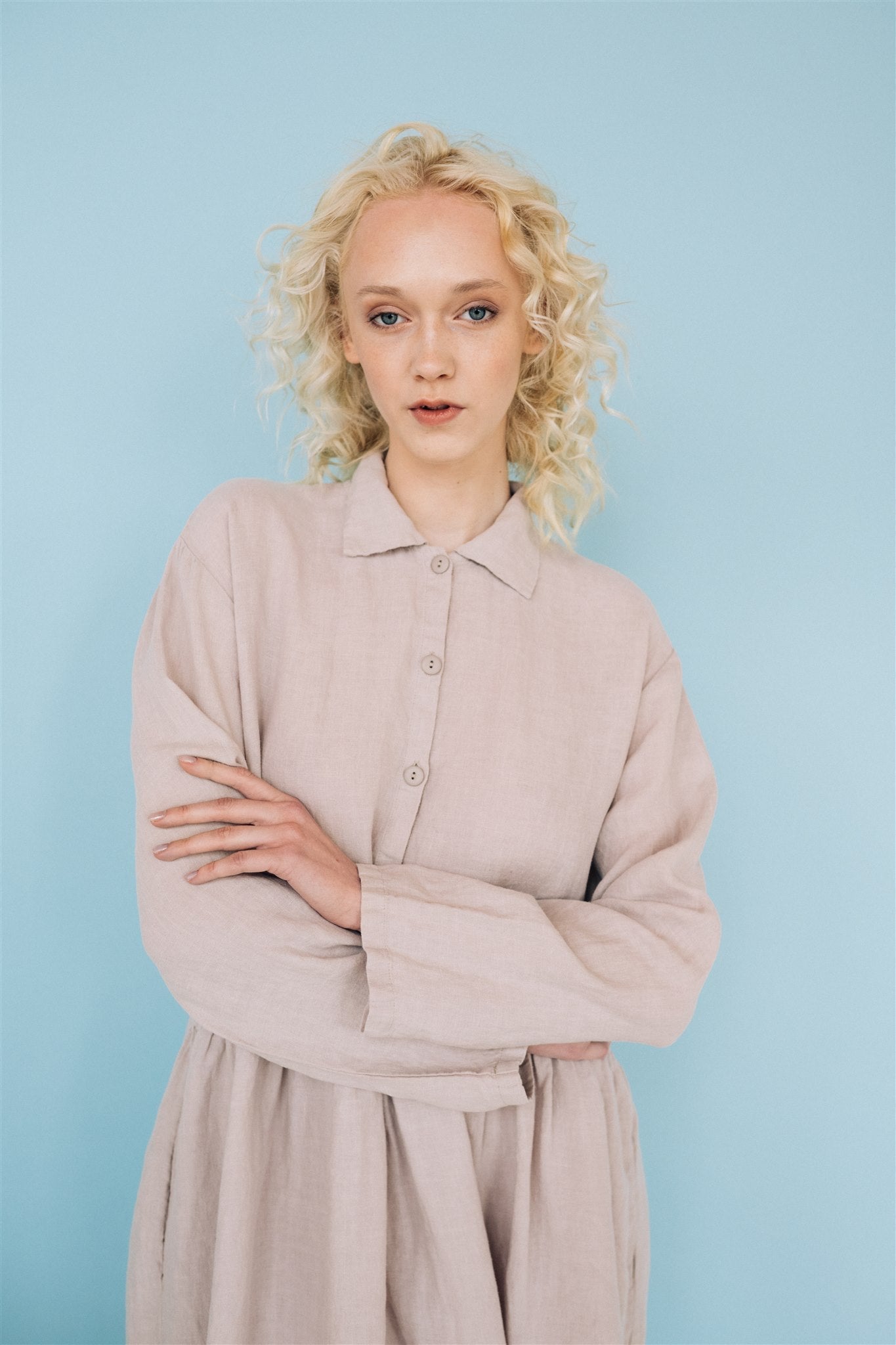 JULIA linen dress havanna - MOO Linen Shop