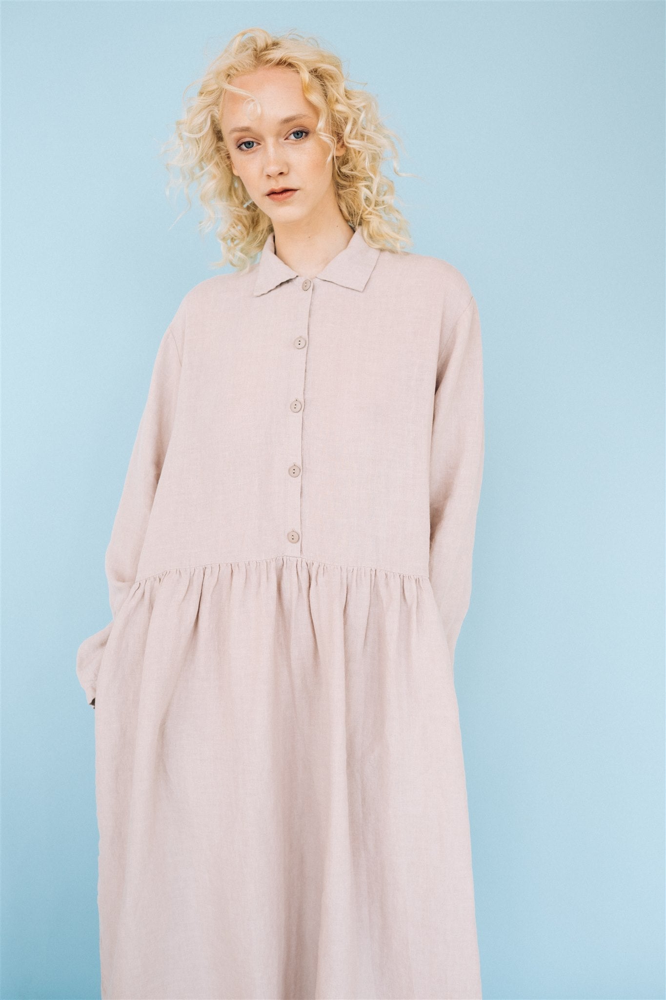 JULIA linen dress havanna - MOO Linen Shop
