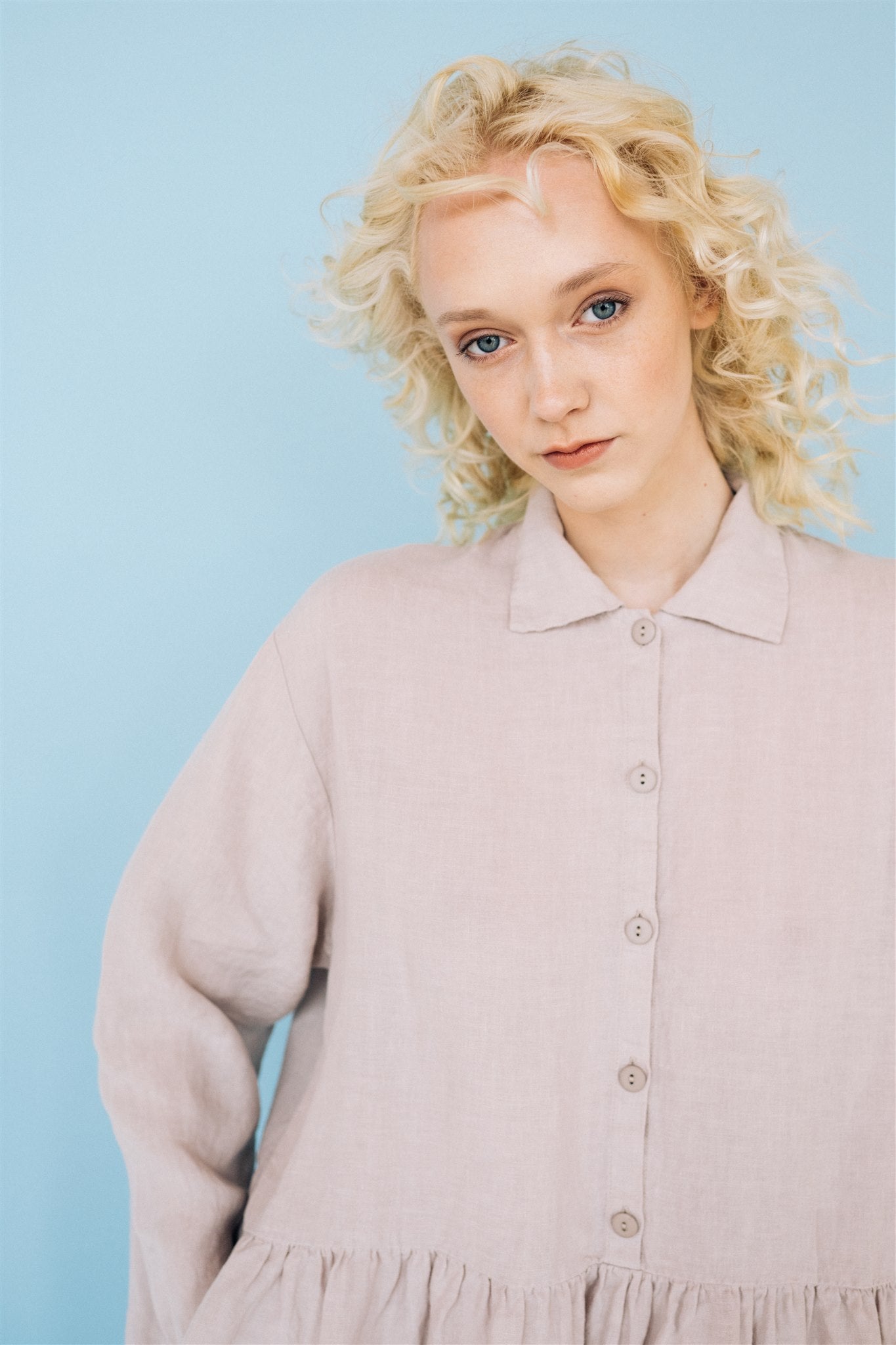 JULIA linen dress havanna - MOO Linen Shop