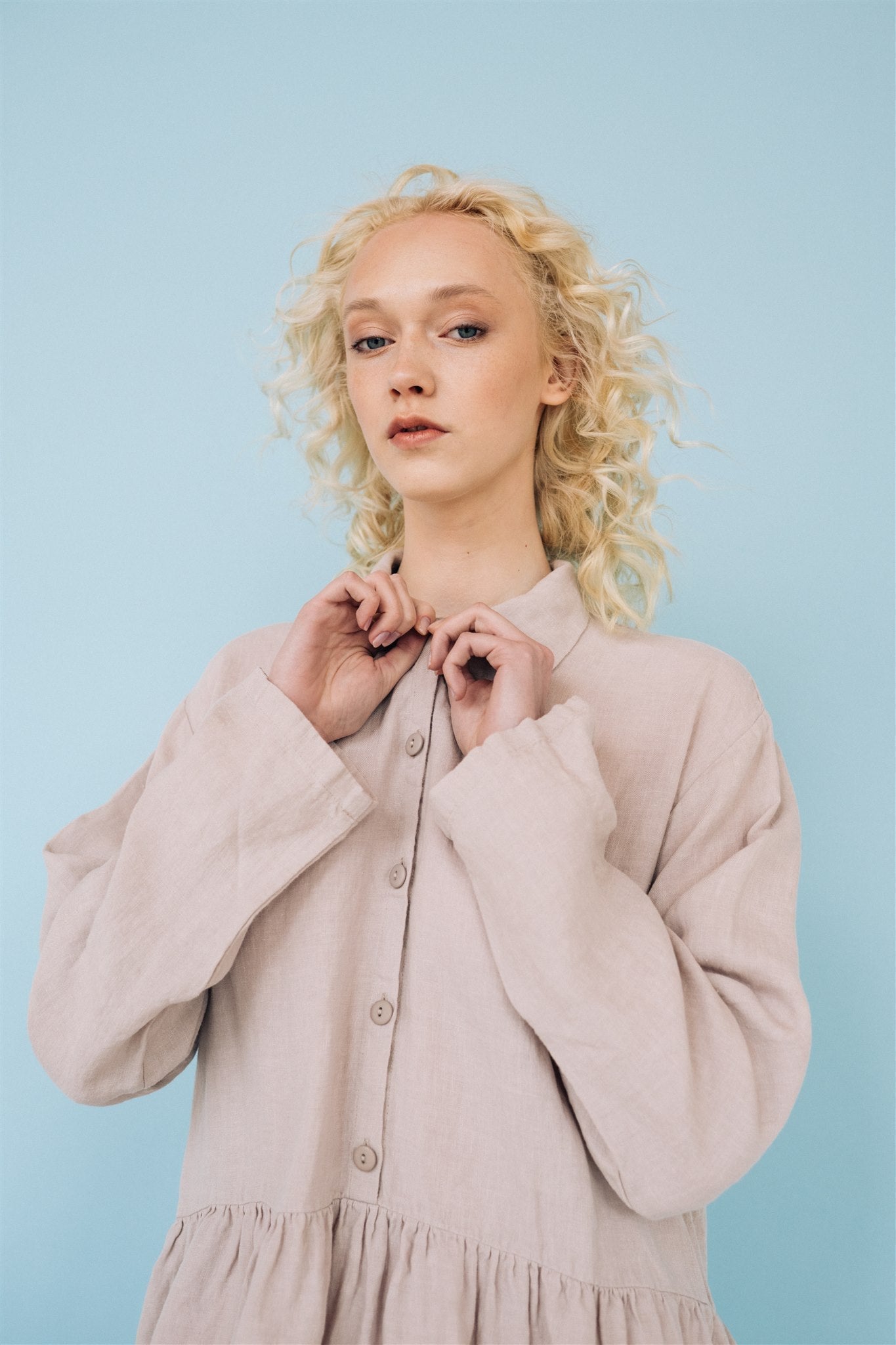 JULIA linen dress havanna - MOO Linen Shop