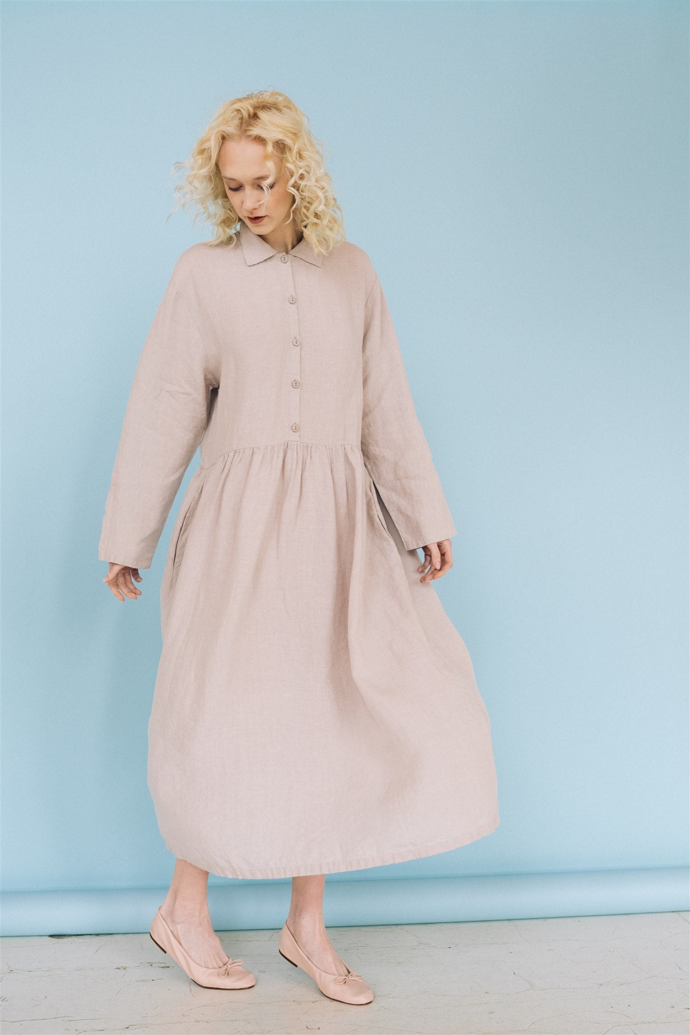 JULIA linen dress havanna - MOO Linen Shop