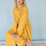 KAREN oversized shirt dress lemon - MOO Linen Shop