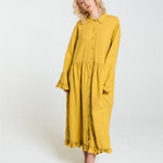 KAREN oversized shirt dress lemon - MOO Linen Shop