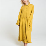 KAREN oversized shirt dress lemon - MOO Linen Shop