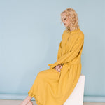 KAREN oversized shirt dress lemon - MOO Linen Shop
