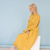KAREN oversized shirt dress lemon - MOO Linen Shop