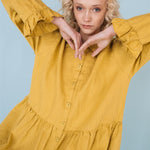 KAREN oversized shirt dress lemon - MOO Linen Shop