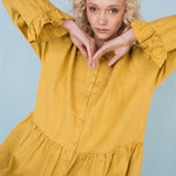 KAREN oversized shirt dress lemon - MOO Linen Shop