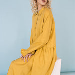 KAREN oversized shirt dress lemon - MOO Linen Shop