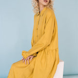 KAREN oversized shirt dress lemon - MOO Linen Shop