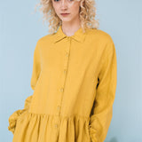 KAREN oversized shirt dress lemon - MOO Linen Shop