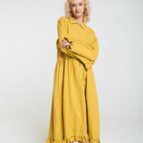KAREN oversized shirt dress lemon - MOO Linen Shop