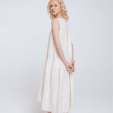 KATE rustic linen dress antique white heavy linen - MOO Linen Shop