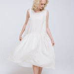 KATE rustic linen dress antique white heavy linen - MOO Linen Shop