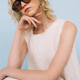 KATE rustic linen dress antique white heavy linen - MOO Linen Shop