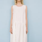 KATE rustic linen dress antique white heavy linen - MOO Linen Shop